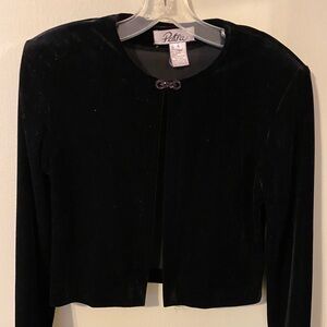Patra Vintage Elegant Black Velvet Jacket With Jeweled Clasp Evening size 4